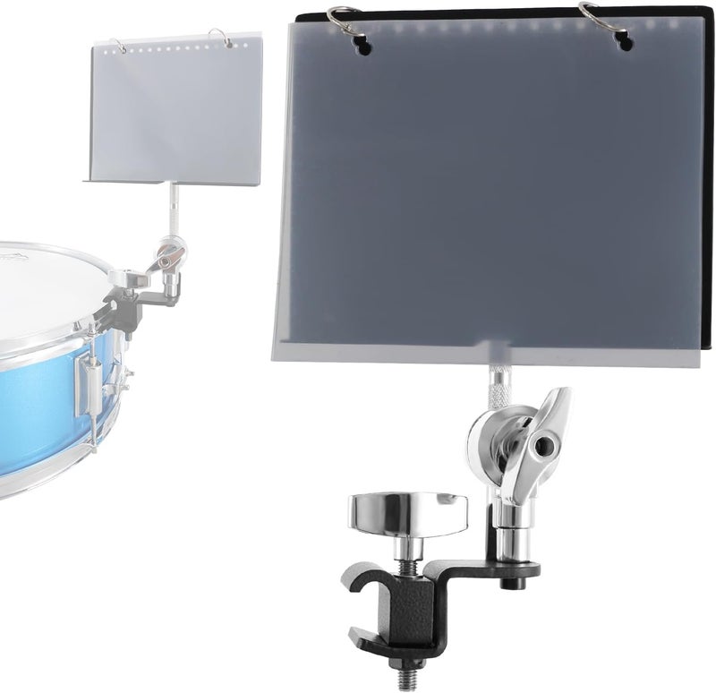 RANMING Drum Set Mounting Clamp Drum Hoop Mount Music Stand Clamp for Snare Drums and Toms Drum Set Clamp with Straight-Shaped Sheet Music Arm ,Drum Set Extension Mount for Percussion Instruments - Image 1